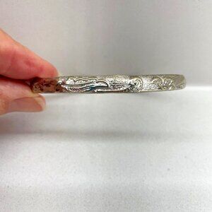 Vintage Sterling Silver Floral Design Bangle/Bracelet